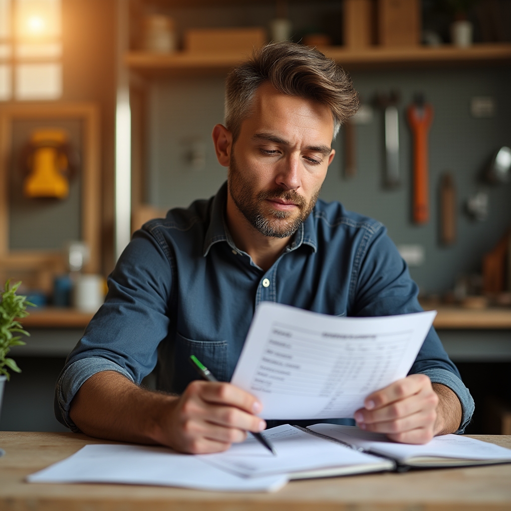 Vlasnik malog poduzeća pregledava fakture dobavljača i planira raspored plaćanja